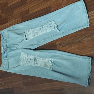 Rue21 High Waist Wide Leg Distressed Jeans